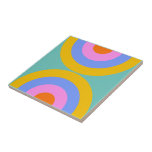 Vibrant Retro Boho Circles Tile<br><div class="desc">Boho retro colourful circles ceramic tile. For creative projects like coaster,  tabletop,  backsplash and more! Pink blue mustard turquoise.</div>