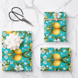 Vibrant Retro Citrus Medley Christmas  Wrapping Paper Sheet