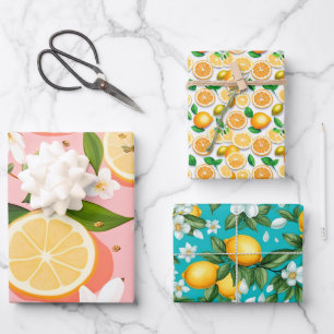Vibrant Retro Citrus Medley Christmas  Wrapping Paper Sheet