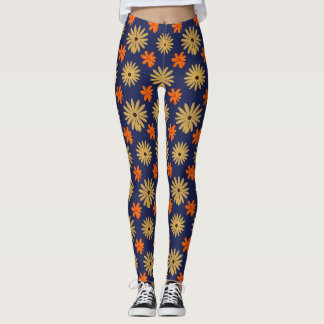 Vibrant Retro Daisy Floral Seamless Pattern Leggin Leggings
