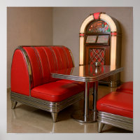 Vibrant Retro Diner Booth - Jukebox & Neon Lights