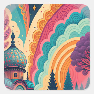 Vibrant Retro Dreamscape Sticker – Customisable