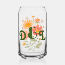 Vibrant Retro Floral Drinking Glass