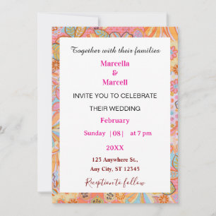 Vibrant Retro Floral Pattern Illustration Invitation