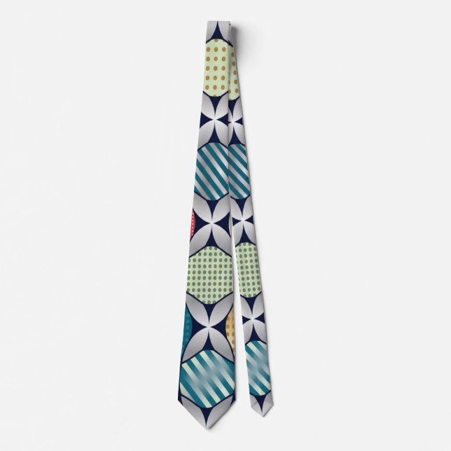 Vibrant Retro-Geometric Circle Fusion Tie (Front)