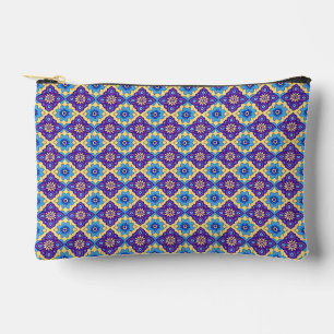 Vibrant Retro Geometric Floral Pattern Accessory Pouch