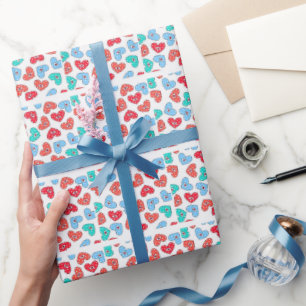 Vibrant Retro Hearts Seamless Gift Wrapping Paper