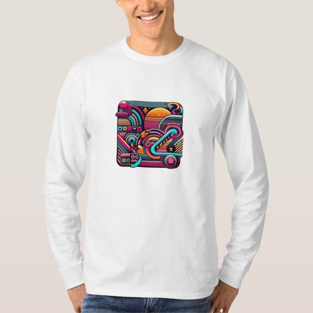  "Vibrant Retro Neon Geometric" T-Shirt (Front)