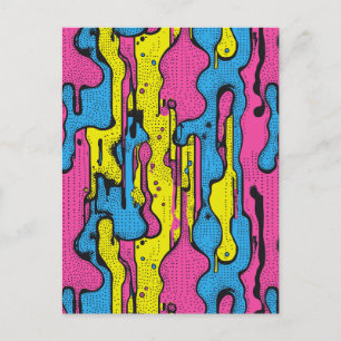 "Vibrant Retro Pop Art Drip Pattern  Postcard