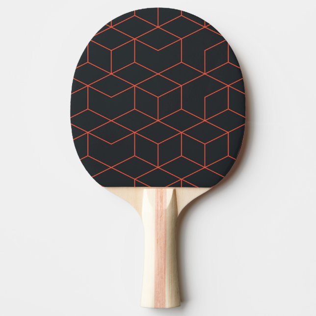 Vibrant, retro, simple, cool, trendy cube pattern ping pong paddle (Front)
