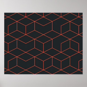 Vibrant, retro, simple, cool, trendy cube pattern poster
