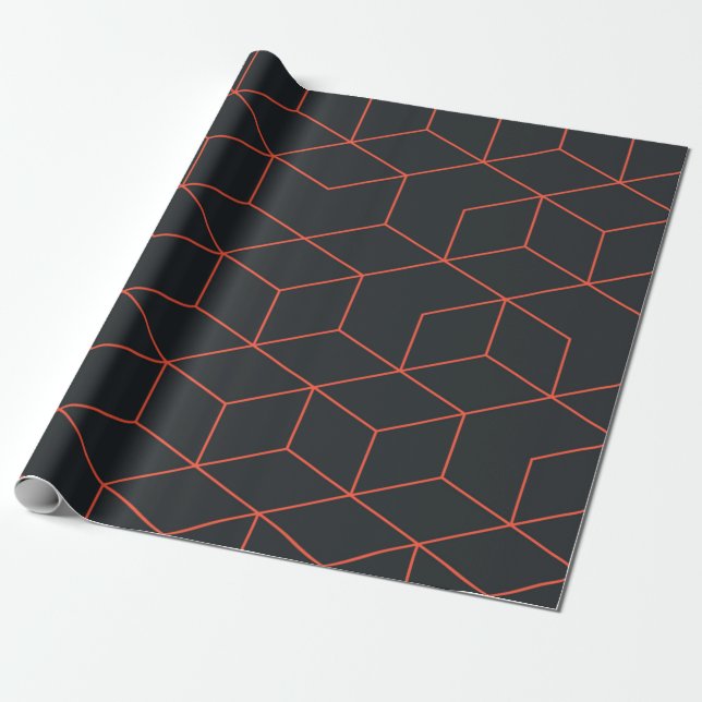 Vibrant, retro, simple, cool, trendy cube pattern wrapping paper (Unrolled)