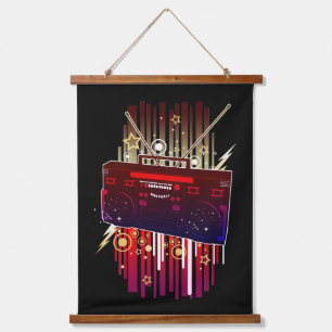 Vibrant Retro Speaker Art with Neon Music Festival Hanging Tapestry