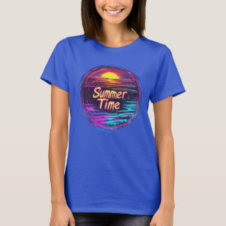 Vibrant Retro “Summer Time” Sunset T-Shirt