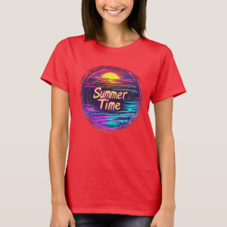 Vibrant Retro “Summer Time” Sunset T-Shirt