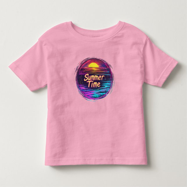 Vibrant Retro “Summer Time” Sunset T-Shirt (Front)