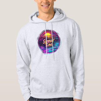 Vibrant Retro “Summer Time” Sunset T-Shirt Hoodie