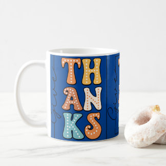 Vibrant Retro 'THANKS' Mug | Playful Polka Dot Des
