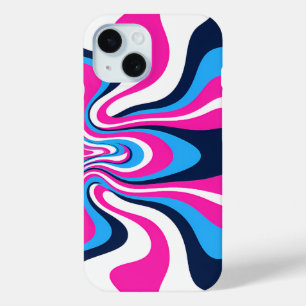 Vibrant Retro Wave Art Print - Design iPhone 15 Case