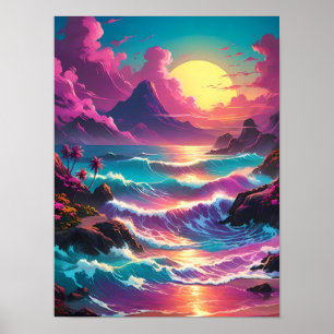 Vibrant Retro Waves, Bold Blast of Colourful Retro Poster