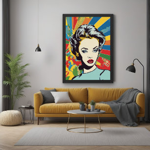Vibrant Retro Woman Pop Art Portrait Poster