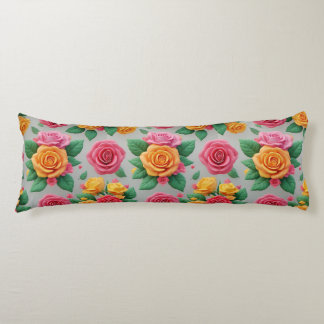 Vibrant Rose Bouquet Pattern for Floral Decor Body Cushion