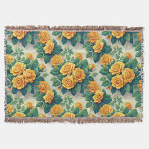 Vibrant Rose Bouquet Pattern for Floral Decor Throw Blanket