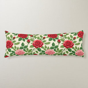 Vibrant Rose Pattern With Red And Pink Roses Body Cushion