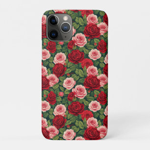 Vibrant Rose Pattern With Red And Pink Roses Case-Mate iPhone Case