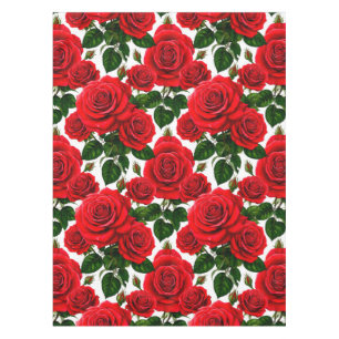 Vibrant Rose Pattern With Red And Pink Roses Tablecloth