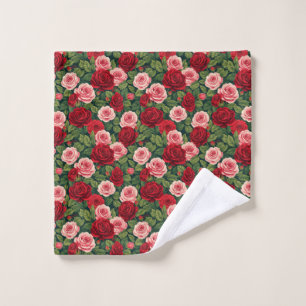 Vibrant Rose Pattern With Red And Pink Roses Wash Cloth