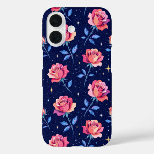 Vibrant Roses Against Starry Night Sky iPhone 16 Case