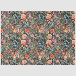 Vibrant roses and tigers jungle  tissue paper