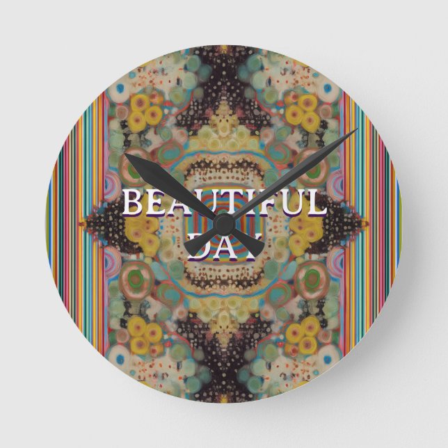 Vibrant Round Throw Art Pillow Round Clock (Front)