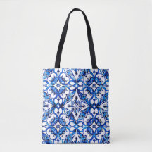 Vibrant Royal Blue tile Design Tote bag