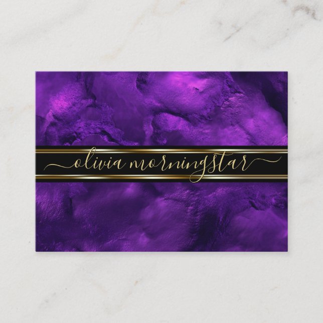 Vibrant Royal Purple Abstract Watercolor Business Card (Front)