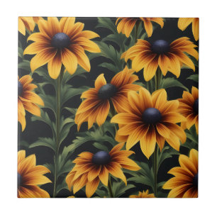Vibrant Rudbeckia Floral Pattern Tile