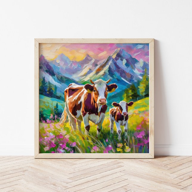 Vibrant Rural Landscape with Cows Poster (Creator Uploaded)