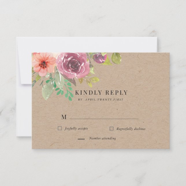 Vibrant Rustic Summer Floral RSVP Response Card (Front)