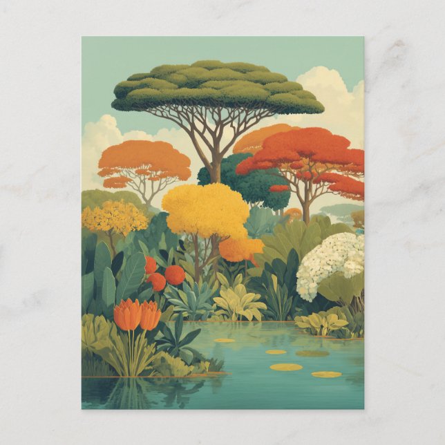 Vibrant Safari Jungle Scene Postcard (Front)