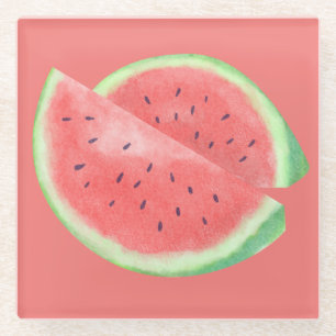 Vibrant Salmon Watermelon Glass Coaster