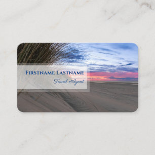 Vibrant sand dune beach sunset ocean travel agent business card