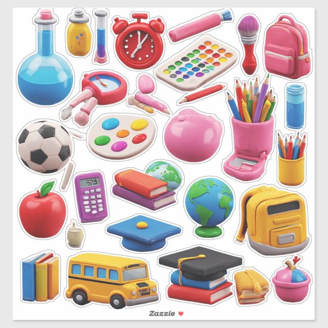 Vibrant School Supplies and Education Tools (Sheet)
