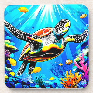 Vibrant Sea Turtle Dreamscape Coaster