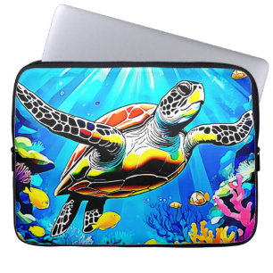 Vibrant Sea Turtle Dreamscape Laptop Sleeve