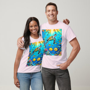 Vibrant Sea Turtle Reef Art T-Shirt