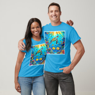 Vibrant Sea Turtle Reef Art T-Shirt