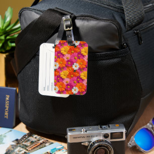 Vibrant Seamless Daisy Floral Pattern Luggage Tag
