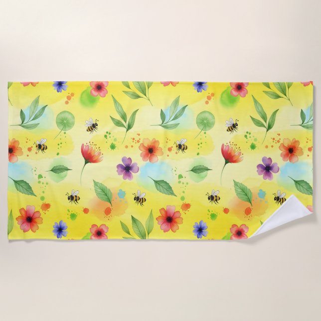 Vibrant seamless pattern beach towel (Front)