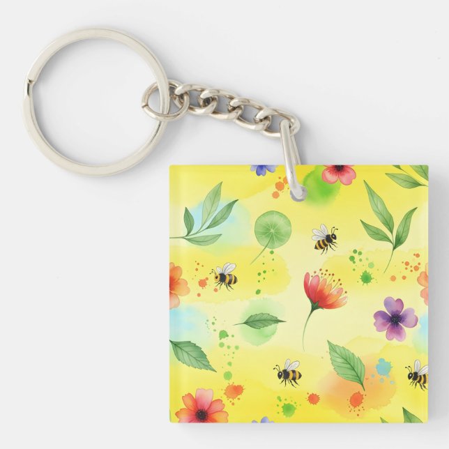 Vibrant seamless pattern key ring (Front)